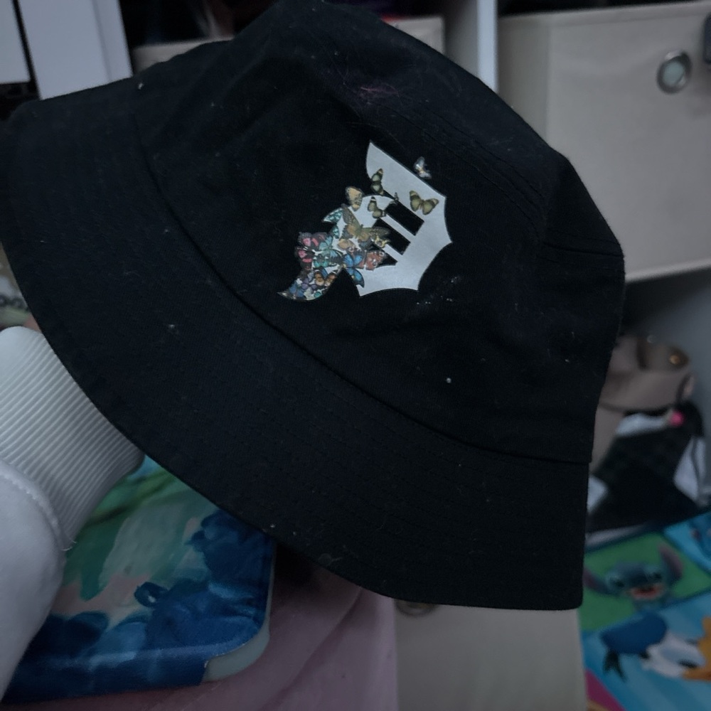 Black Bucket Hat with Graphic Design
